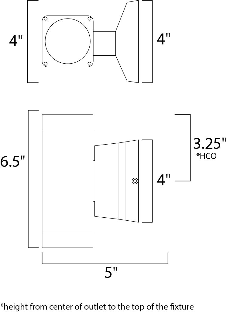 Lightray LED 2-Light Wall Sconce dimensions diagram