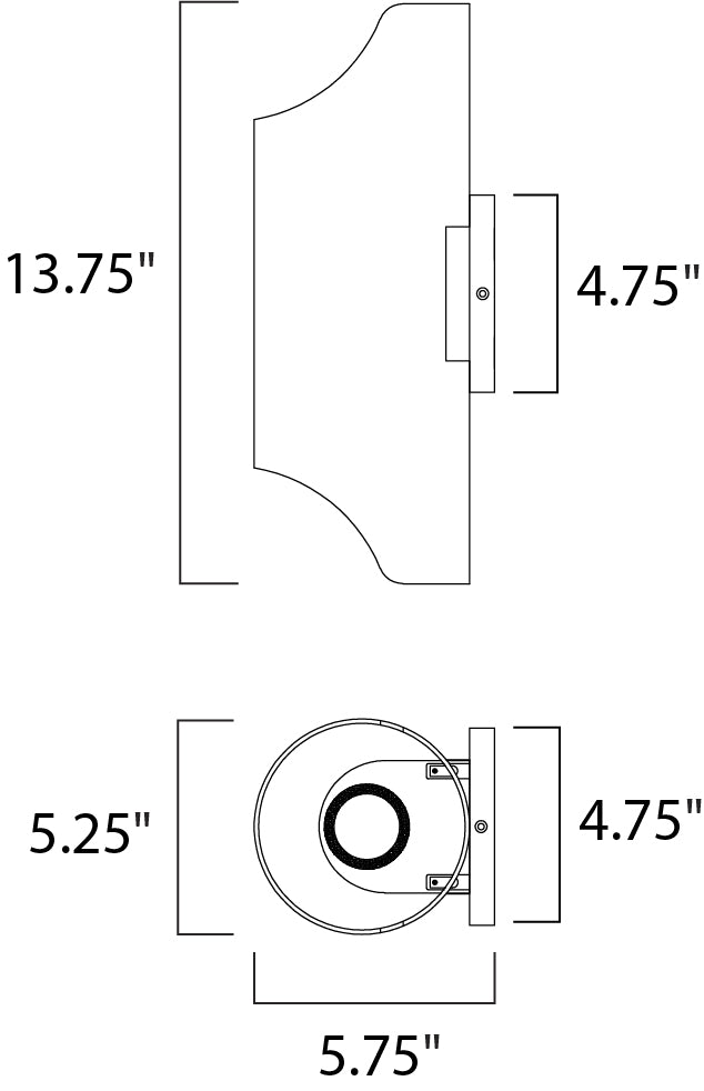 Lightray LED Outdoor Wall Sconce dimensions diagram