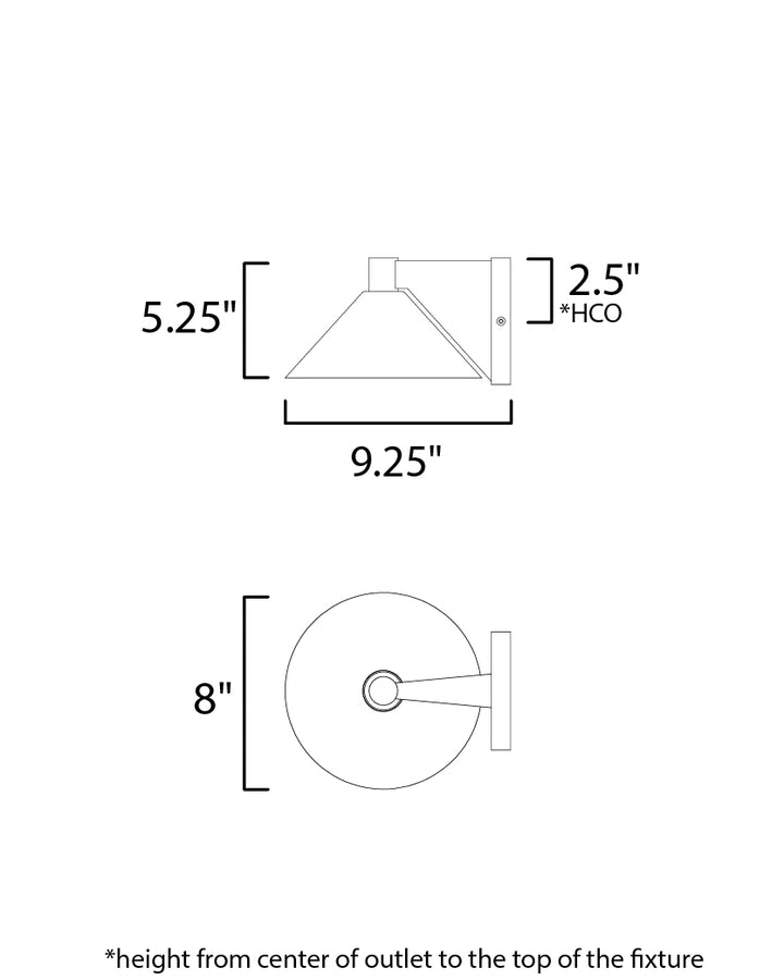 Conoid Medium LED Outdoor Wall Sconce dimensions diagram