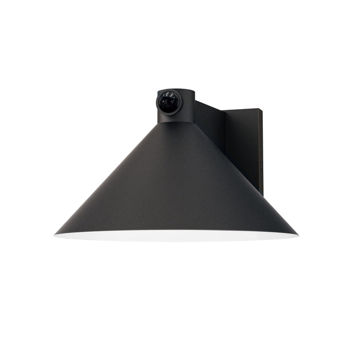 Conoid Large LED Outdoor Wall Sconce W/ Dusk-Dawn Black