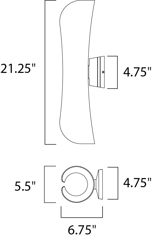 Scroll 21 LED Outdoor Wall Sconce dimensions diagram