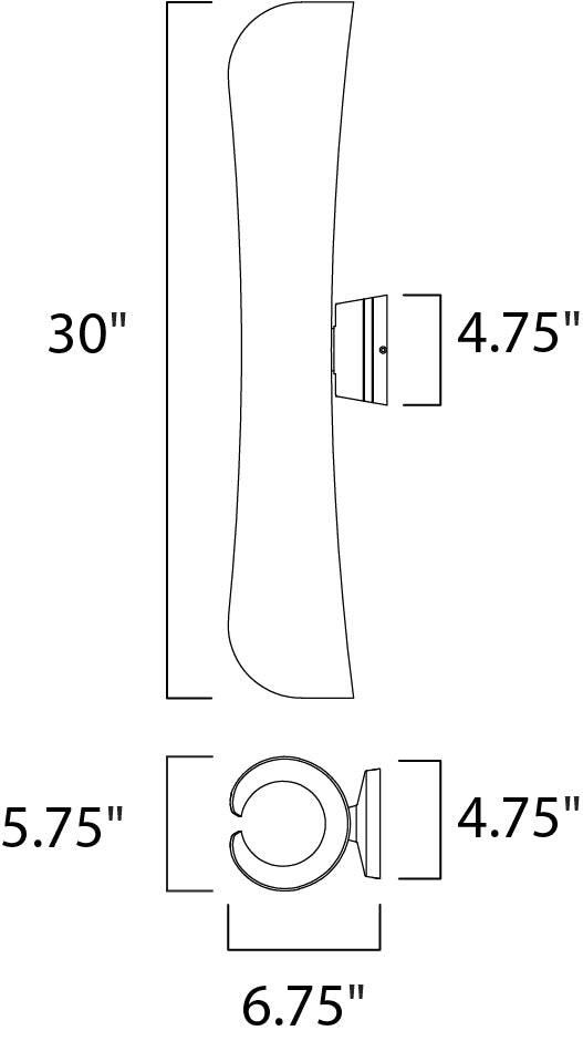 Scroll 30 LED Outdoor Wall Sconce dimensions diagram