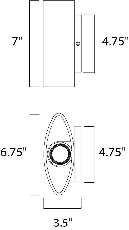Lightray LED Outdoor Wall Sconce dimensions diagram