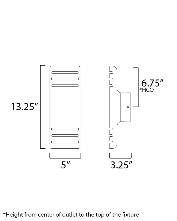 Lightray Small LED Outdoor Wall Lamp dimensions diagram