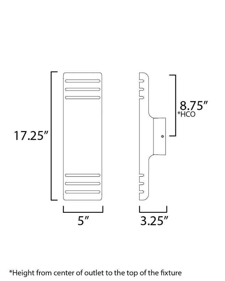 Lightray Medium LED Outdoor Wall Lamp dimensions diagram