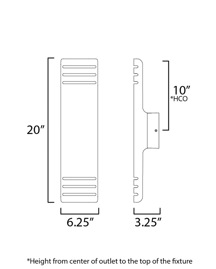 Lightray Large LED Outdoor Wall Lamp dimensions diagram