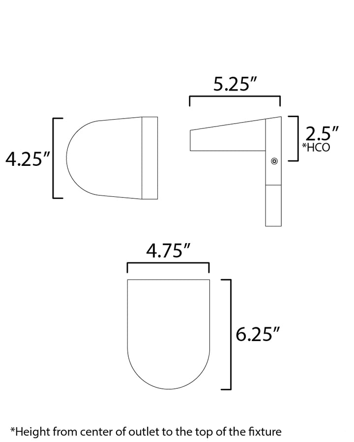 Ledge LED Outdoor Wall Sconce dimensions diagram