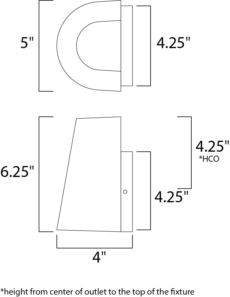 Mini 1-Light LED Outdoor Wall Sconce dimensions diagram