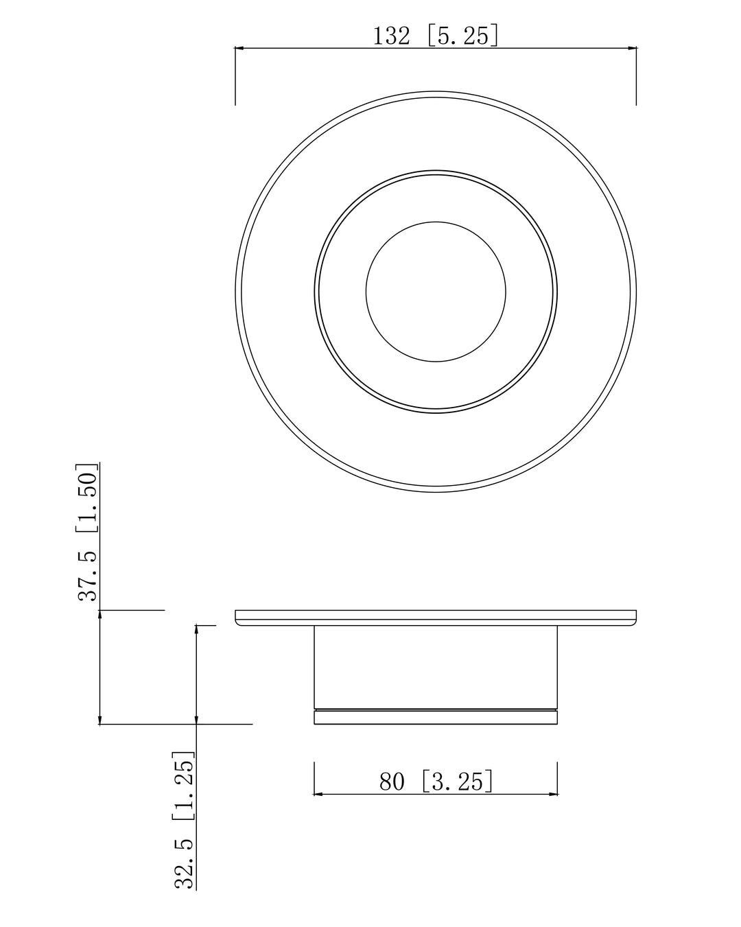 Caldera LED Flush Mount dimensions diagram