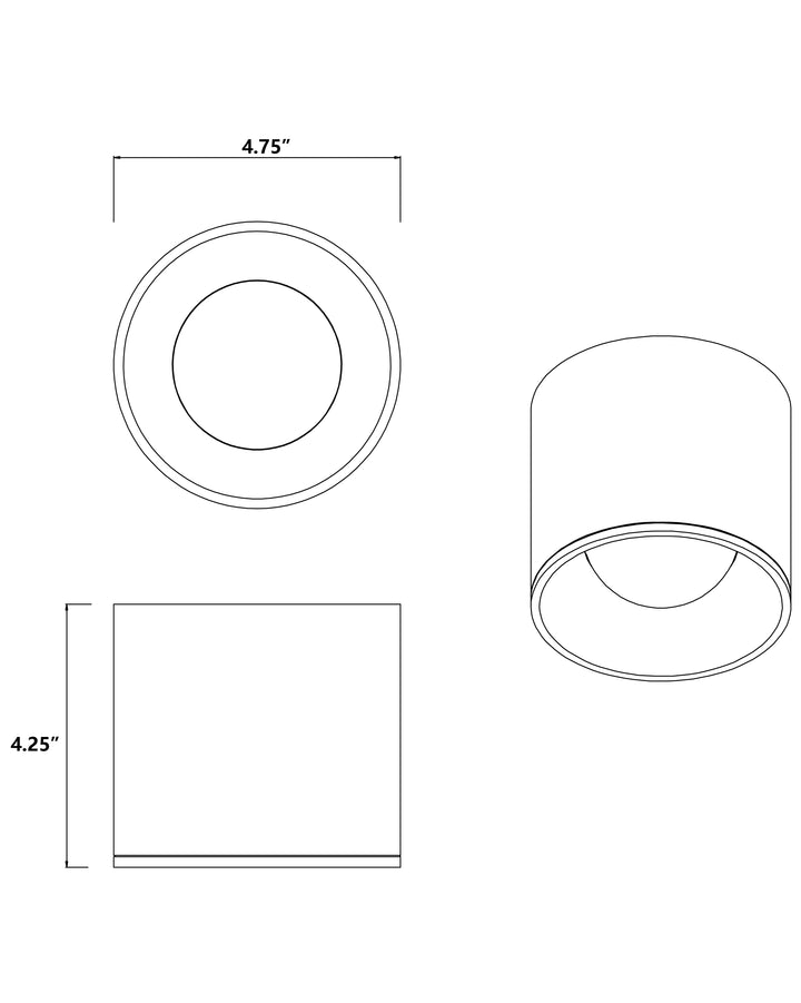 Stout RD 120-277V Indoor/Outdoor Flush Mount dimensions diagram
