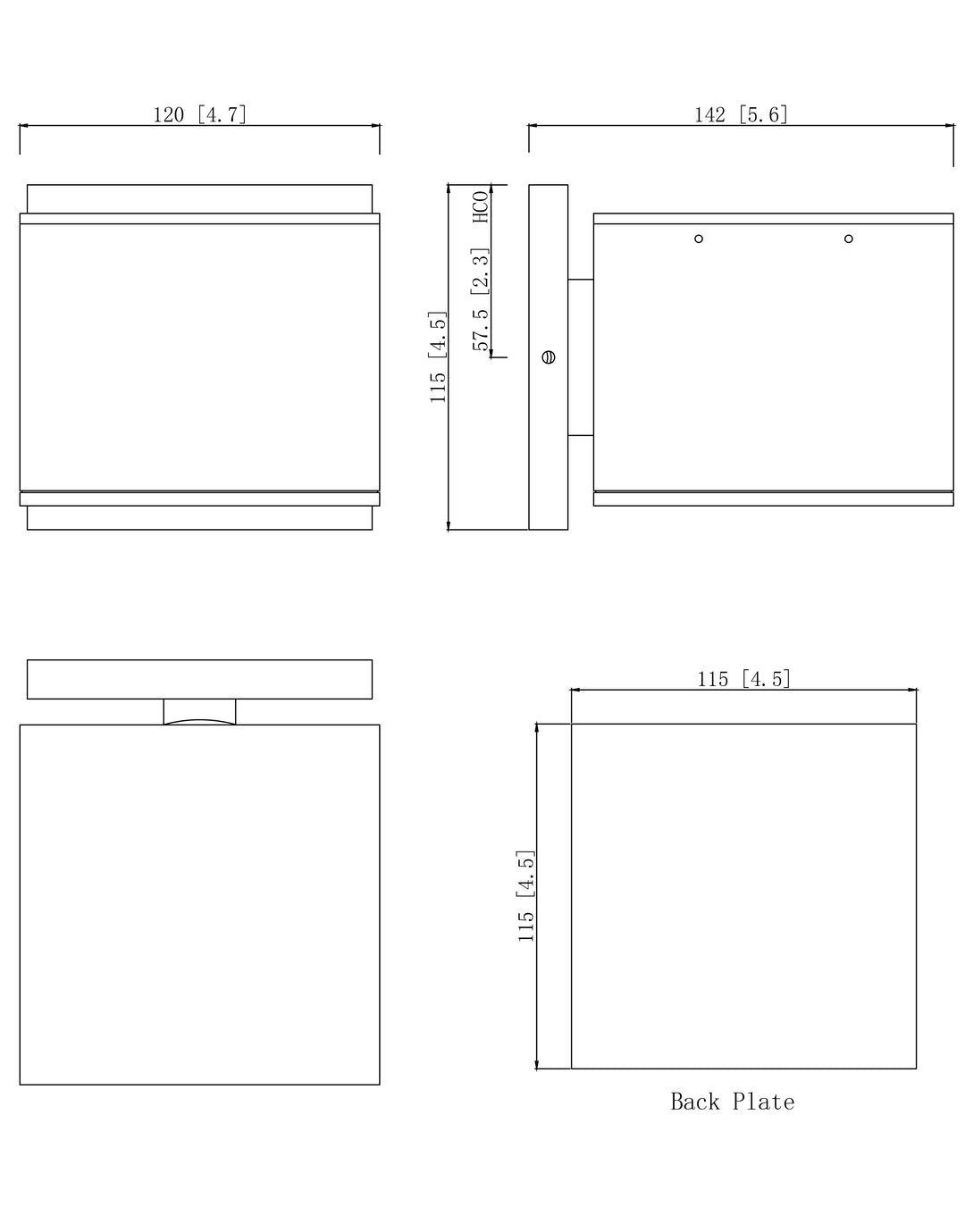 Stout 120-277V Indoor/Outdoor Wall Sconce dimensions diagram