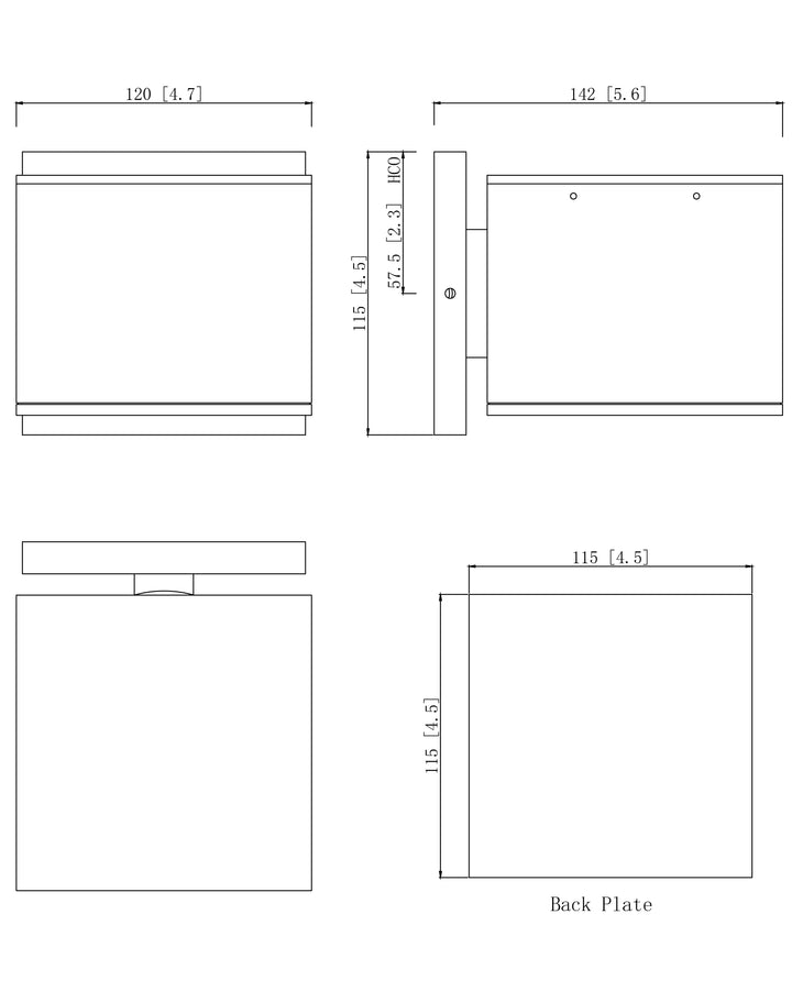 Stout 120-277V Indoor/Outdoor Wall Sconce dimensions diagram
