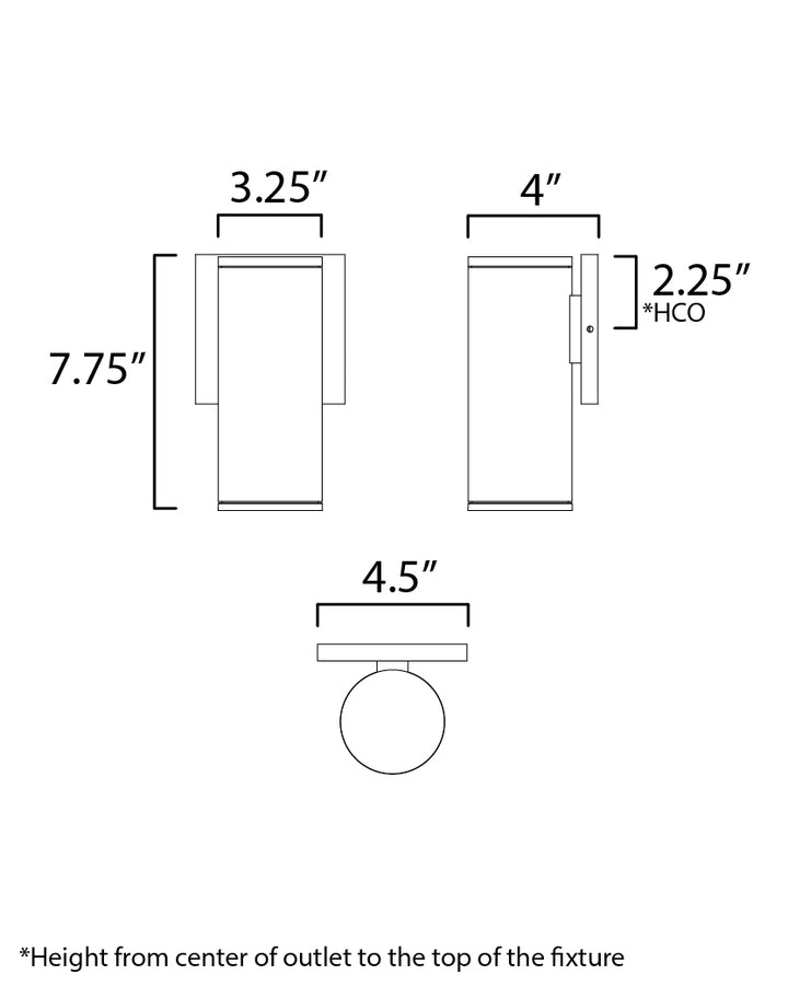 Caldera Outdoor Wall Sconce dimensions diagram