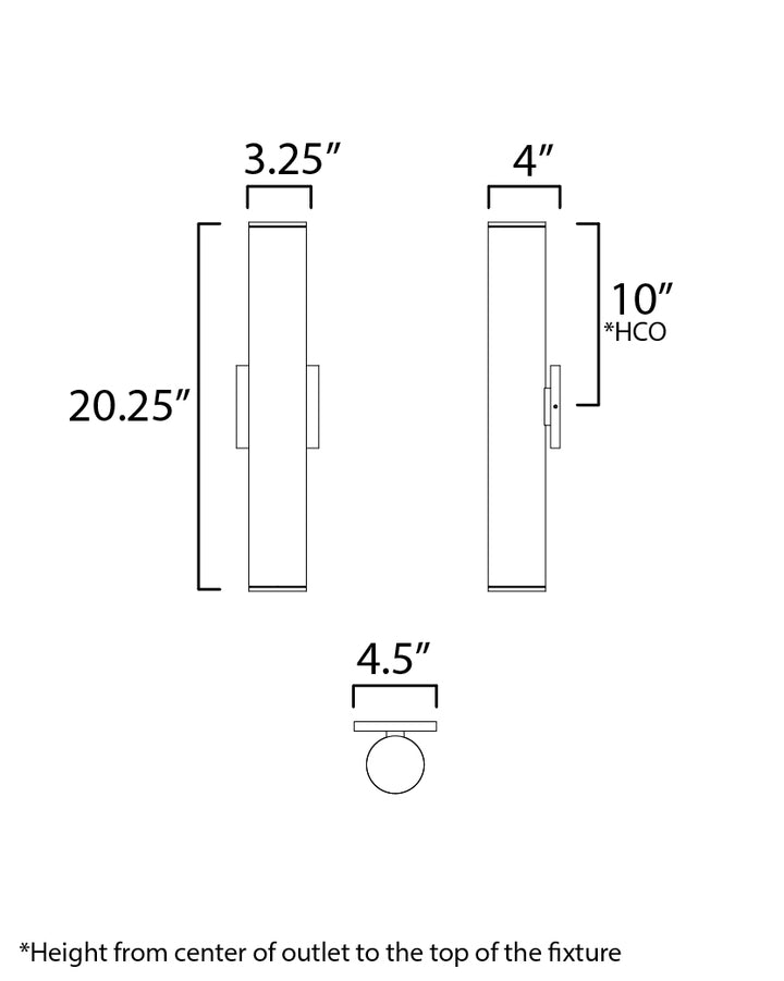 Caldera Outdoor Wall Sconce dimensions diagram