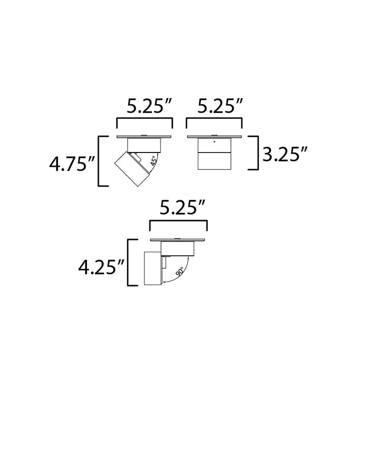 Swinger Mini Adjustable LED Flush Mount dimensions diagram