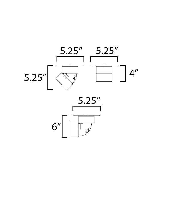 Swinger Adjustable LED Flush Mount dimensions diagram