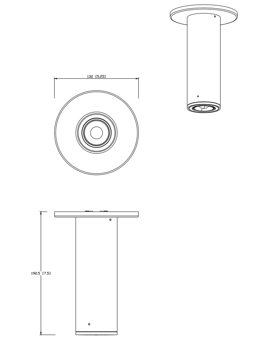 Fulcrum 7.5" LED Surface Mount dimensions diagram