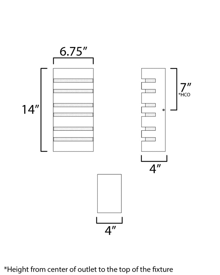 Keyes LED Outdoor Wall Sconce dimensions diagram