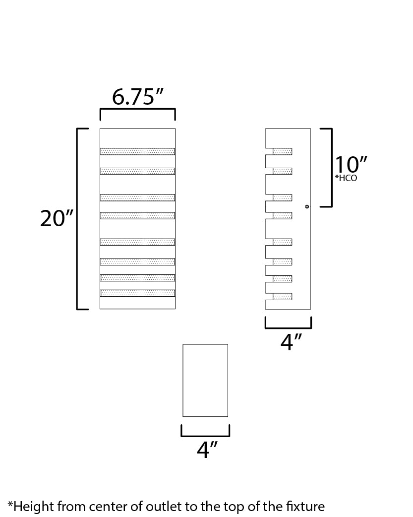 Keyes LED Outdoor Wall Sconce dimensions diagram