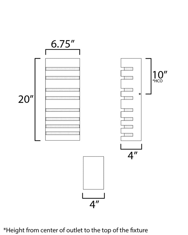 Keyes LED Outdoor Wall Sconce dimensions diagram