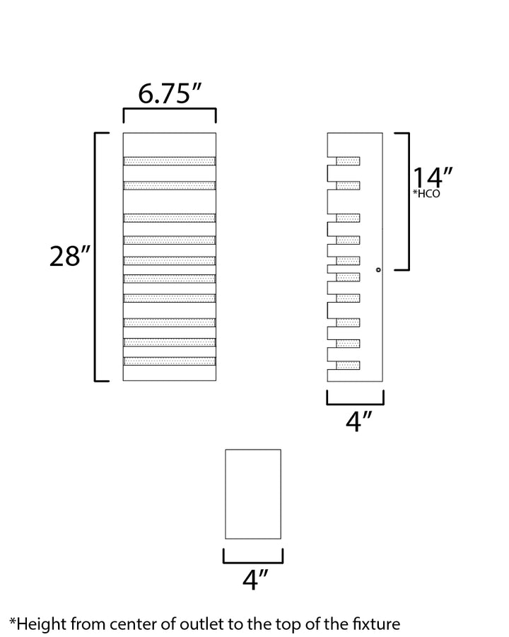 Keyes LED Outdoor Wall Sconce dimensions diagram