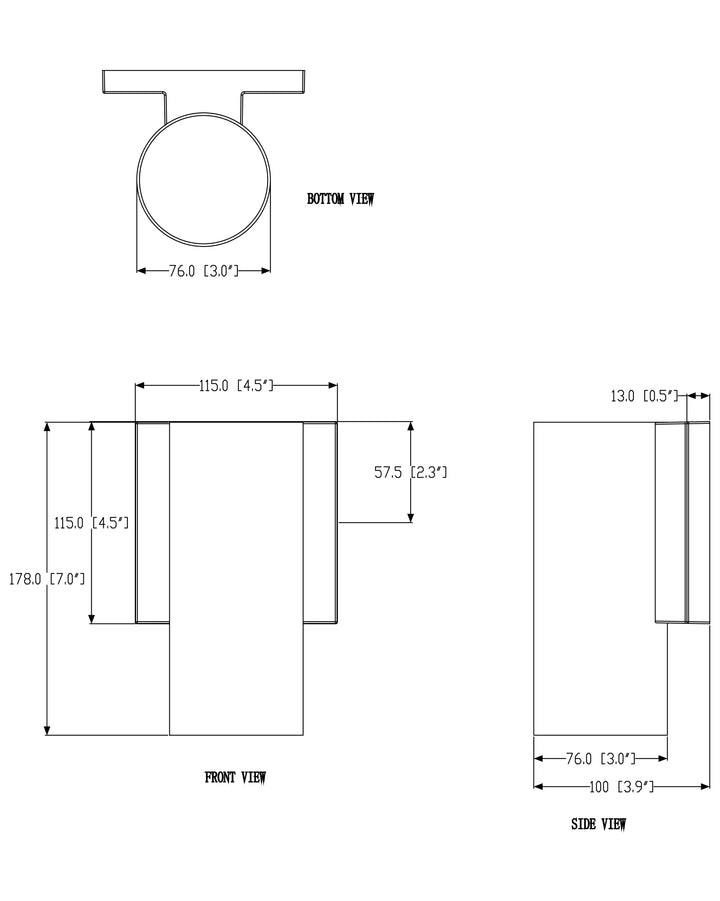 Colombo LED Outdoor Sconce 5CCT dimensions diagram