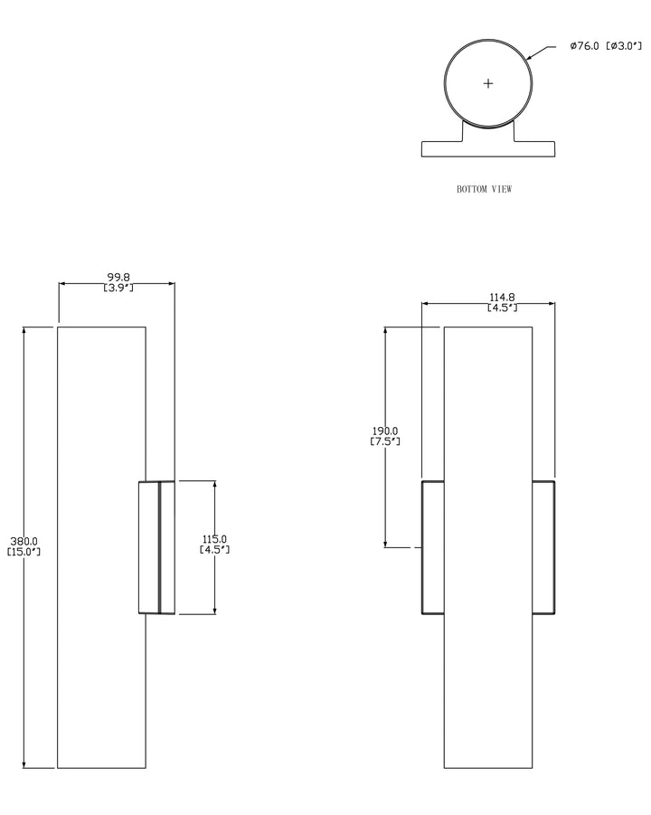Colombo LED Outdoor Sconce 5CCT dimensions diagram