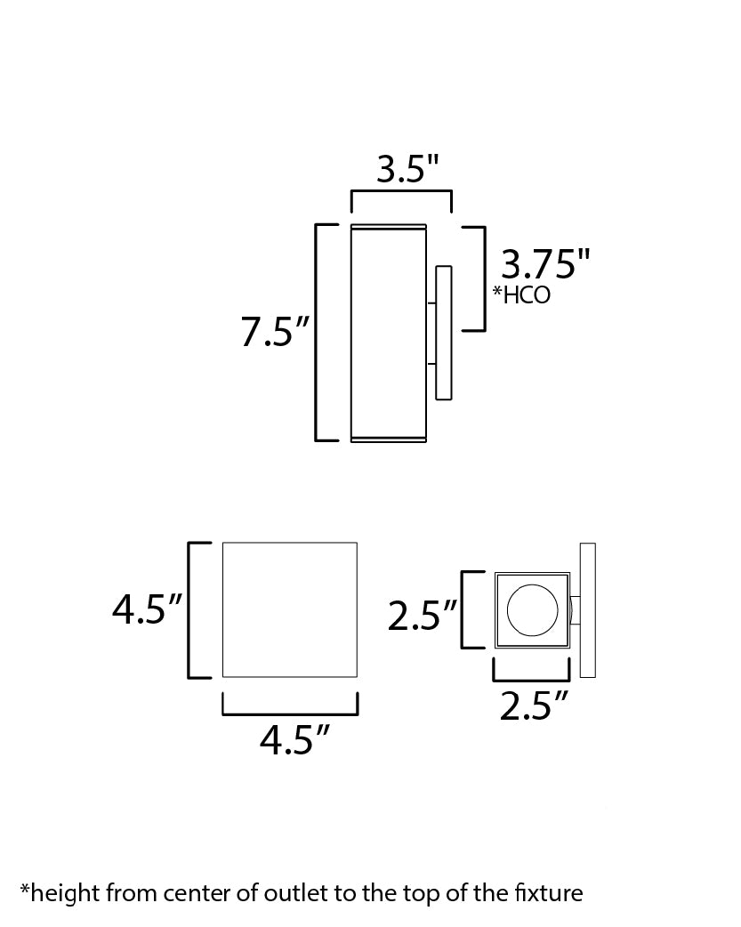 Culvert Down-Light LED Outdoor Sconce DS dimensions diagram