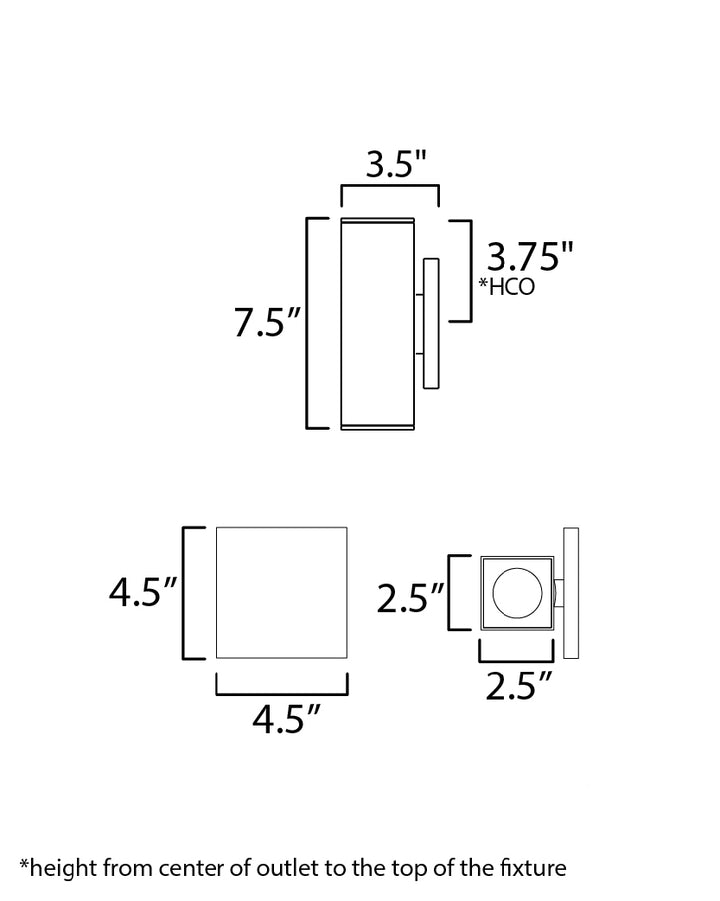 Culvert Down-Light LED Outdoor Sconce DS dimensions diagram