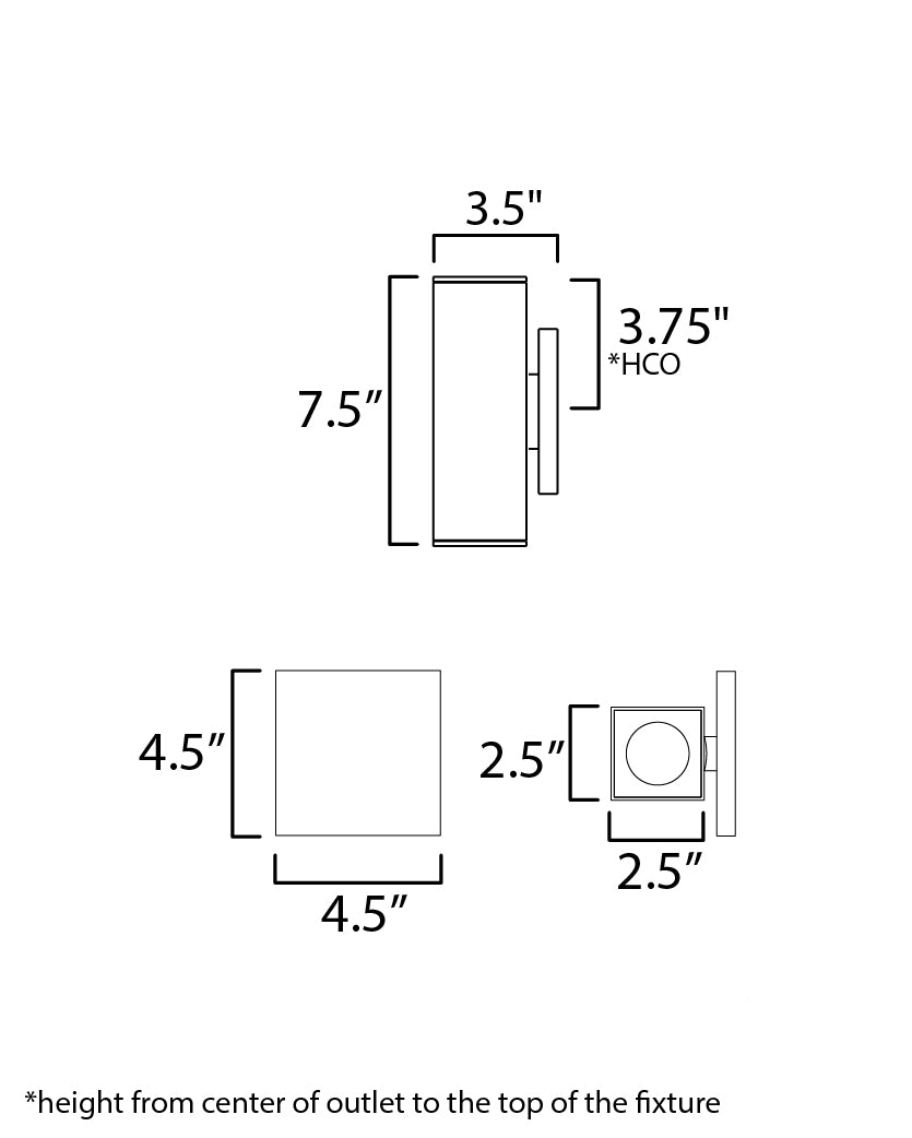 Culvert LED Outdoor Sconce dimensions diagram