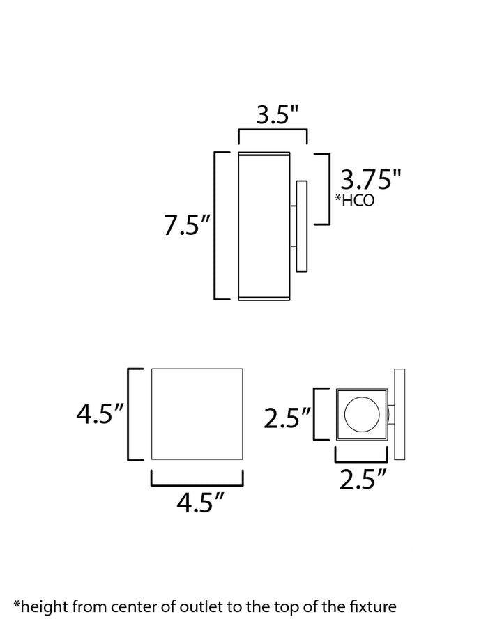 Culvert LED Outdoor Sconce dimensions diagram
