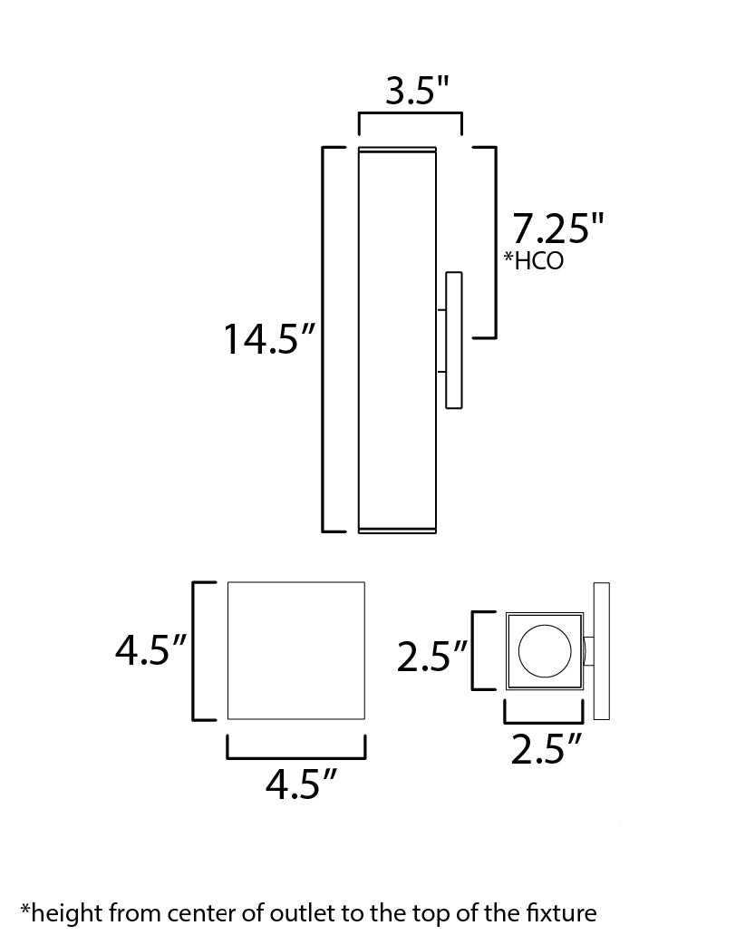 Culvert LED Outdoor Sconce dimensions diagram