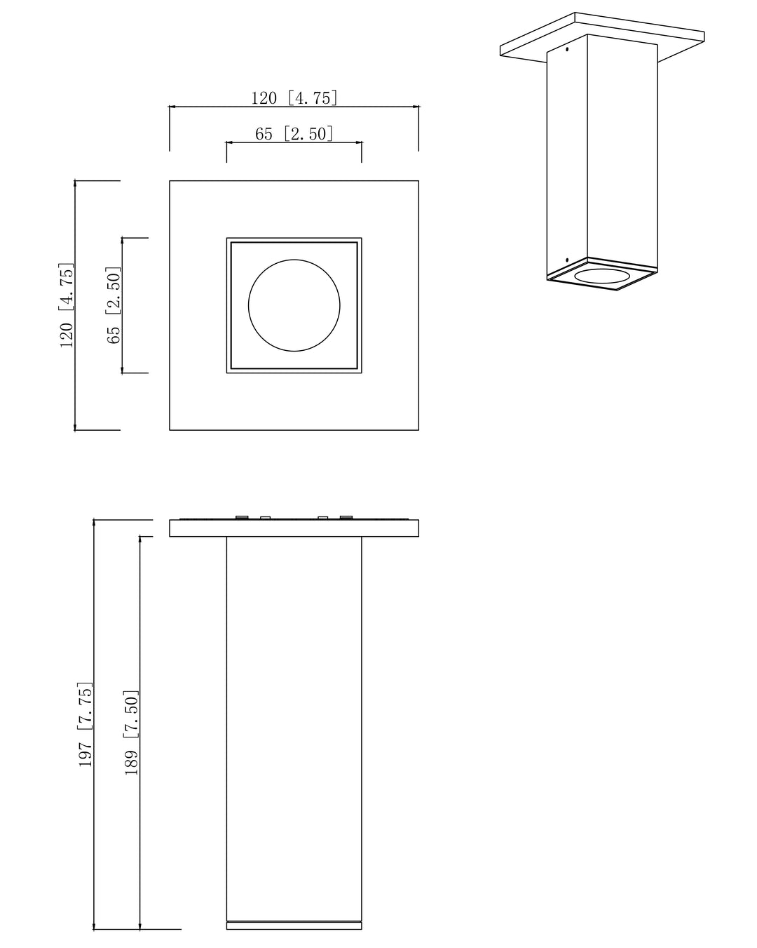 Culvert LED Outdoor Flush Mount dimensions diagram