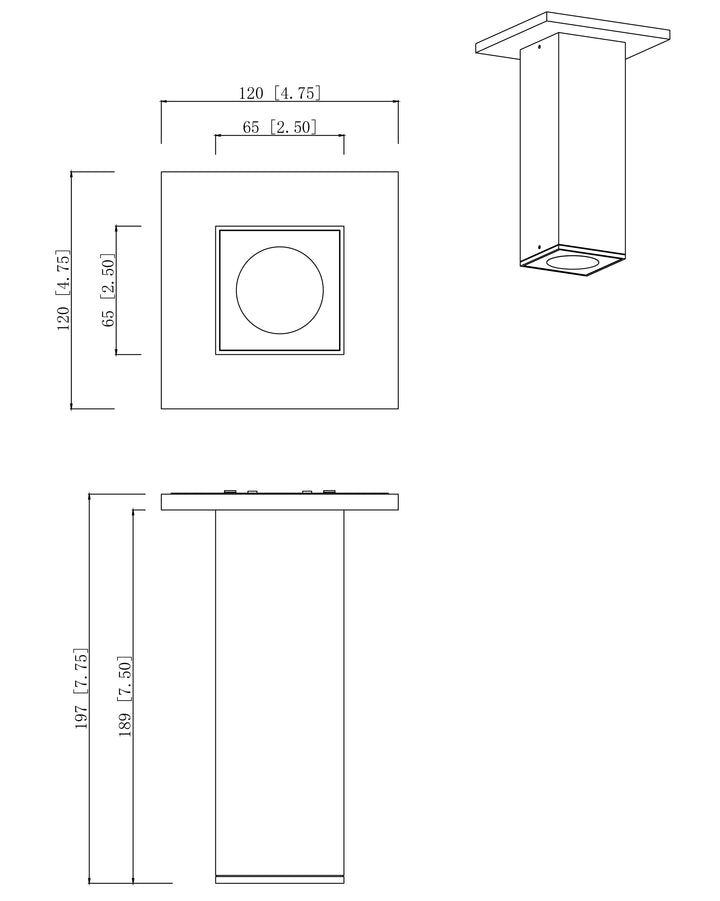 Culvert LED Outdoor Flush Mount dimensions diagram