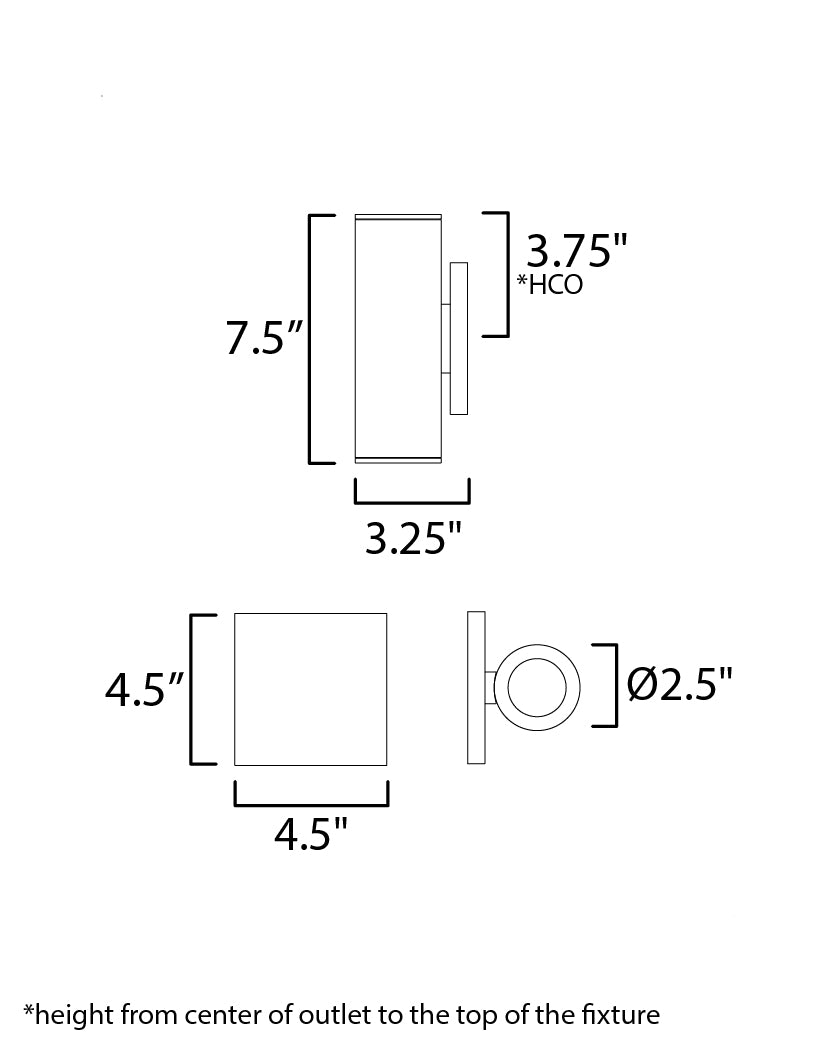 Calibro LED Outdoor Sconce dimensions diagram