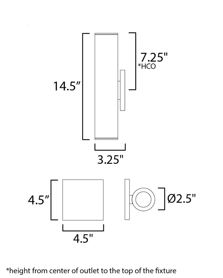 Calibro LED Outdoor Sconce dimensions diagram