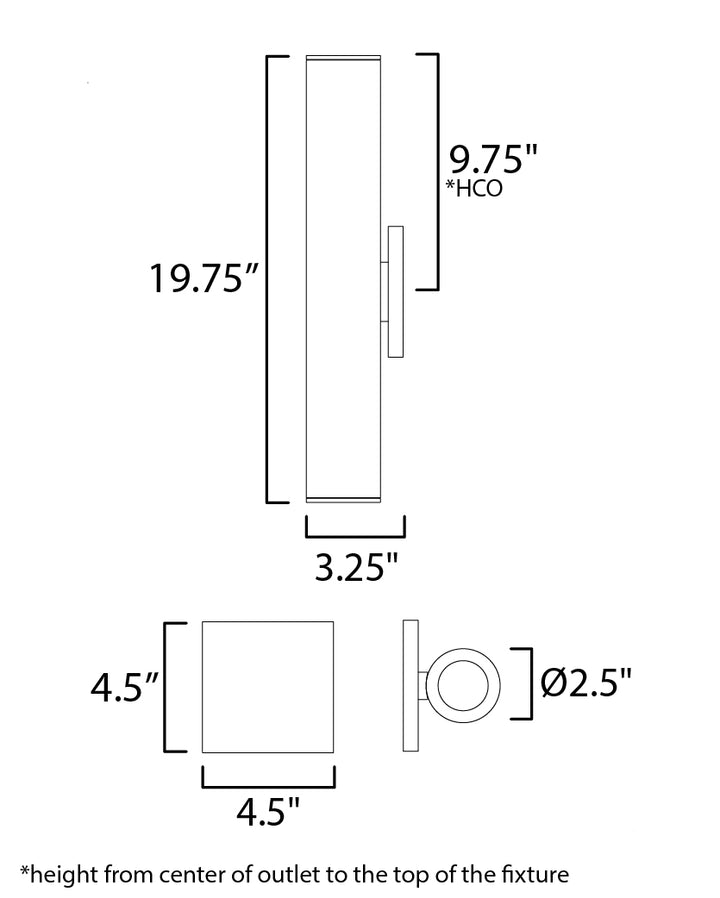 Calibro LED Outdoor Sconce dimensions diagram