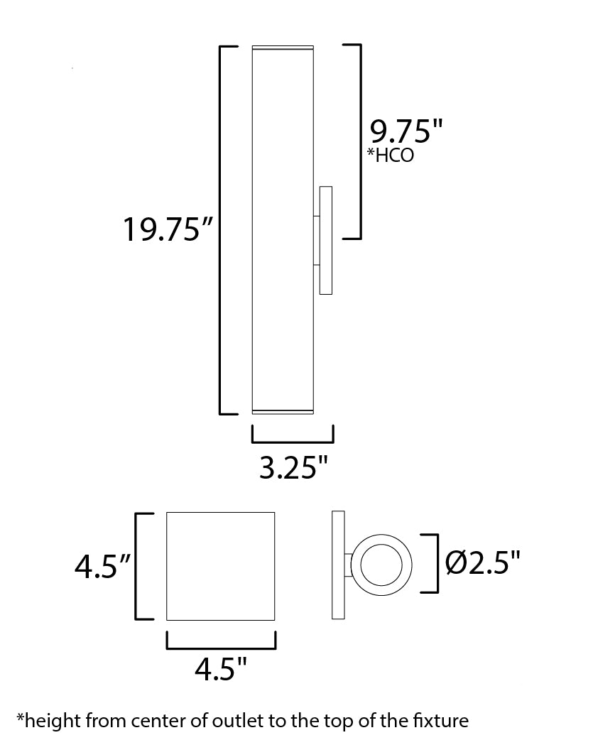 Calibro 20" Outdoor Wall Sconce dimensions diagram