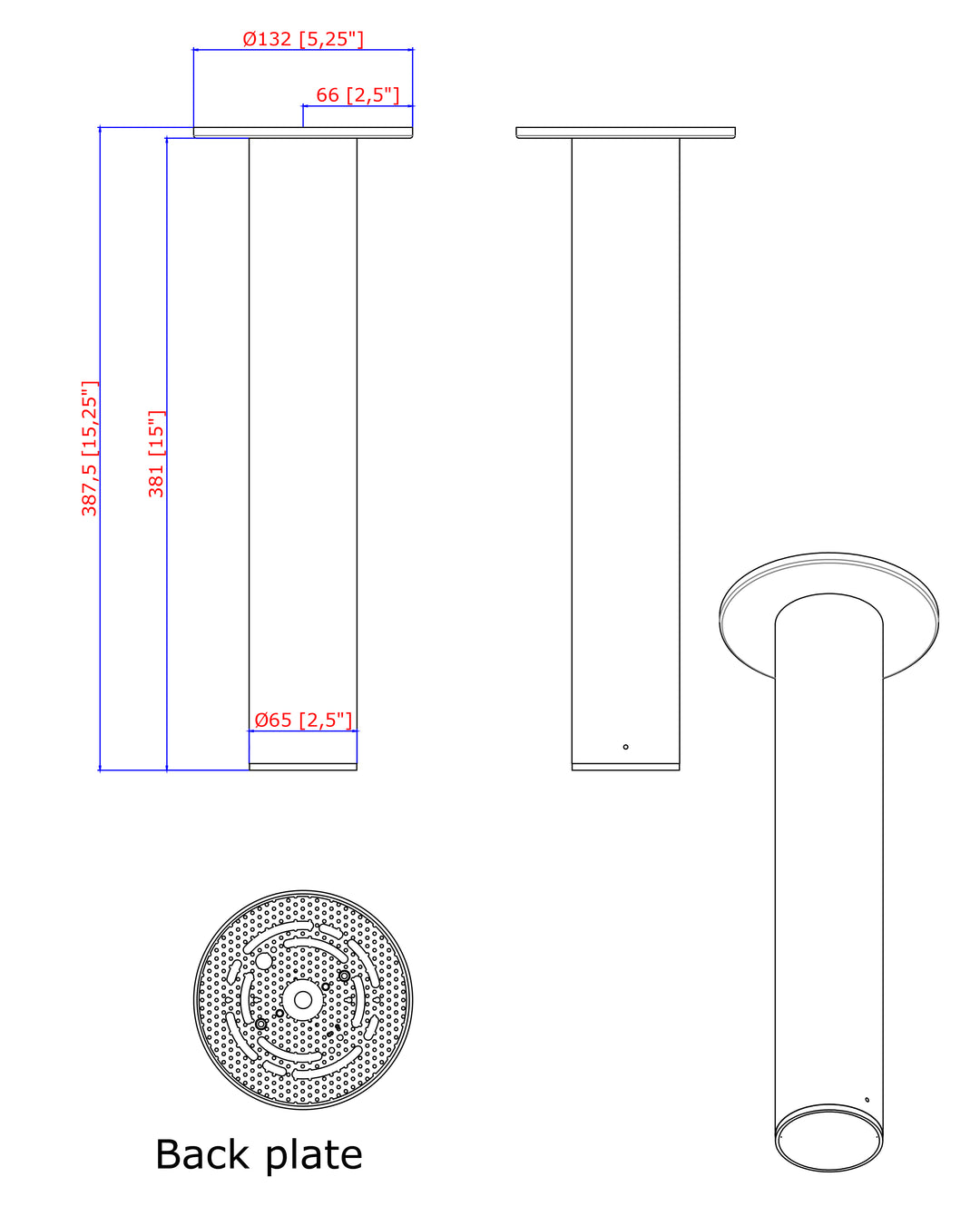 Calibro LED Outdoor Flush Mount dimensions diagram