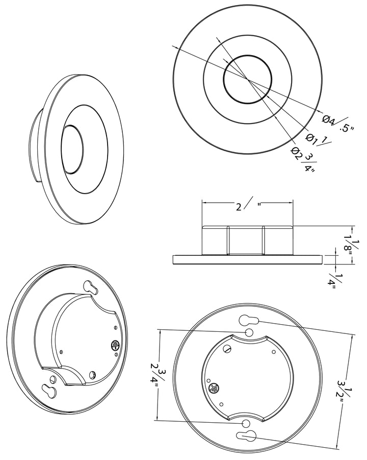 Snug Surface Mount LED Downlight 3000K dimensions diagram