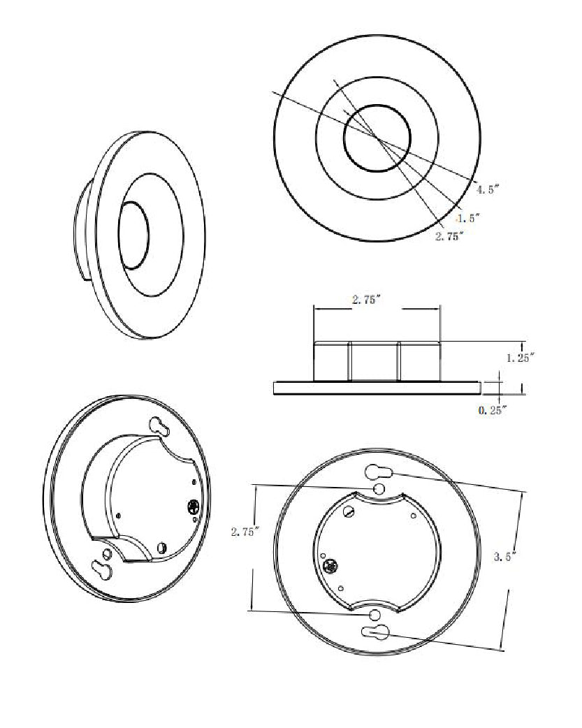 Snug Surface Mount LED Downlight 5CCT dimensions diagram