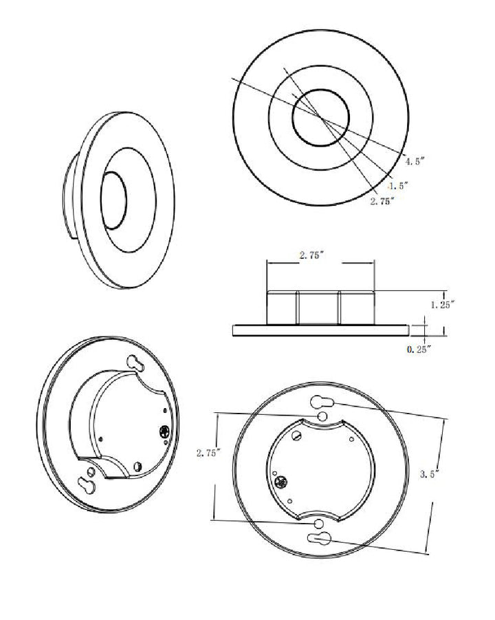 Snug Surface Mount LED Downlight 5CCT dimensions diagram
