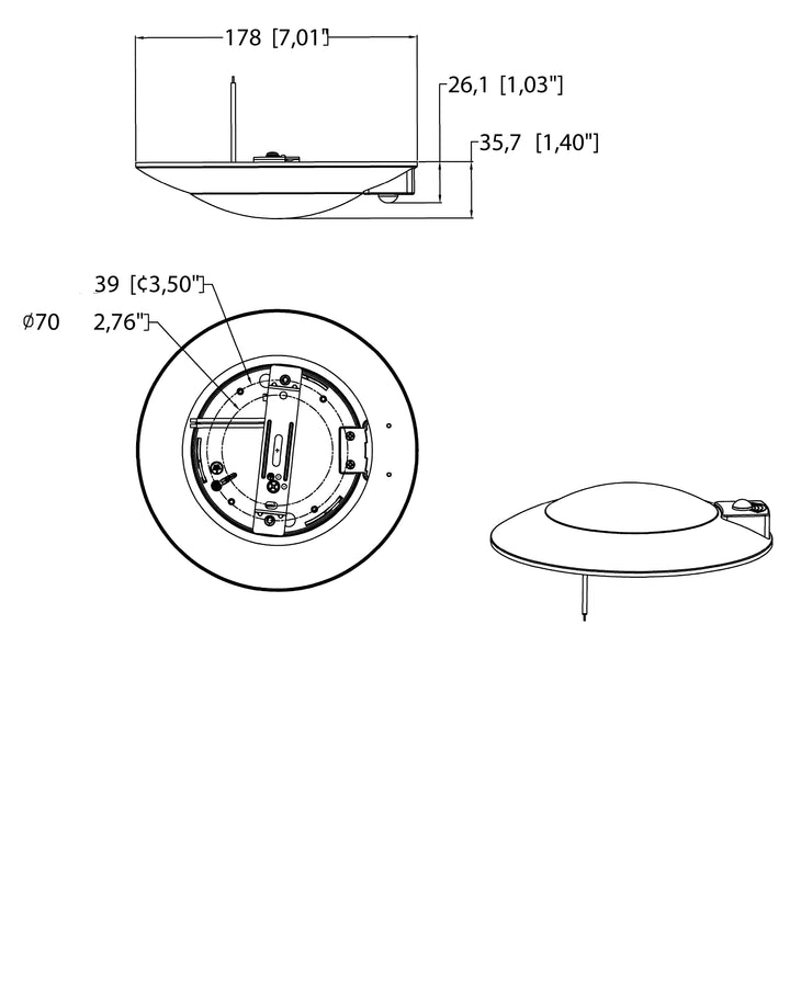 Diverse LED Flush Mount MSP dimensions diagram