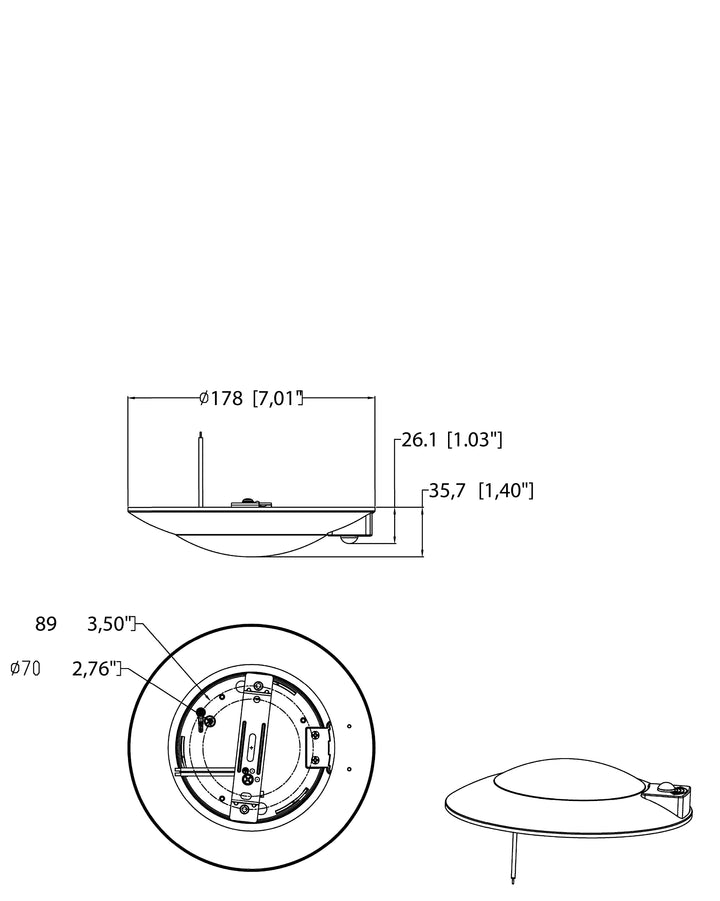 Diverse LED Flush Mount 5CCT MSP dimensions diagram