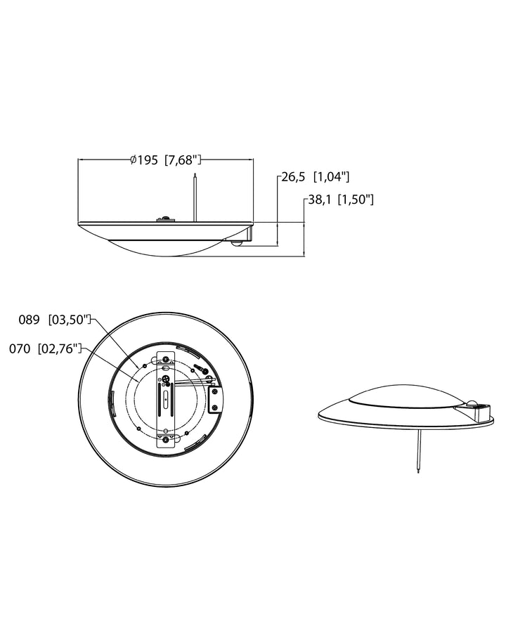Diverse LED Flush Mount MSP dimensions diagram