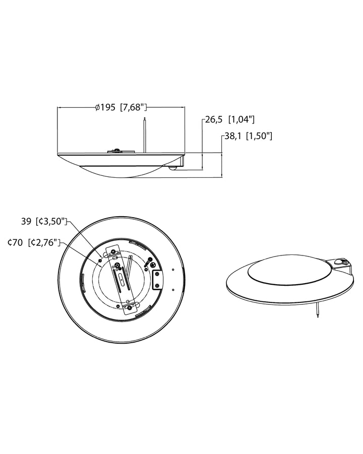 Diverse LED Flush Mount 5CCT MSP dimensions diagram
