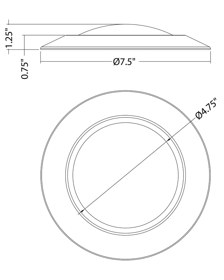Diverse LED Flush Mount 3000K dimensions diagram