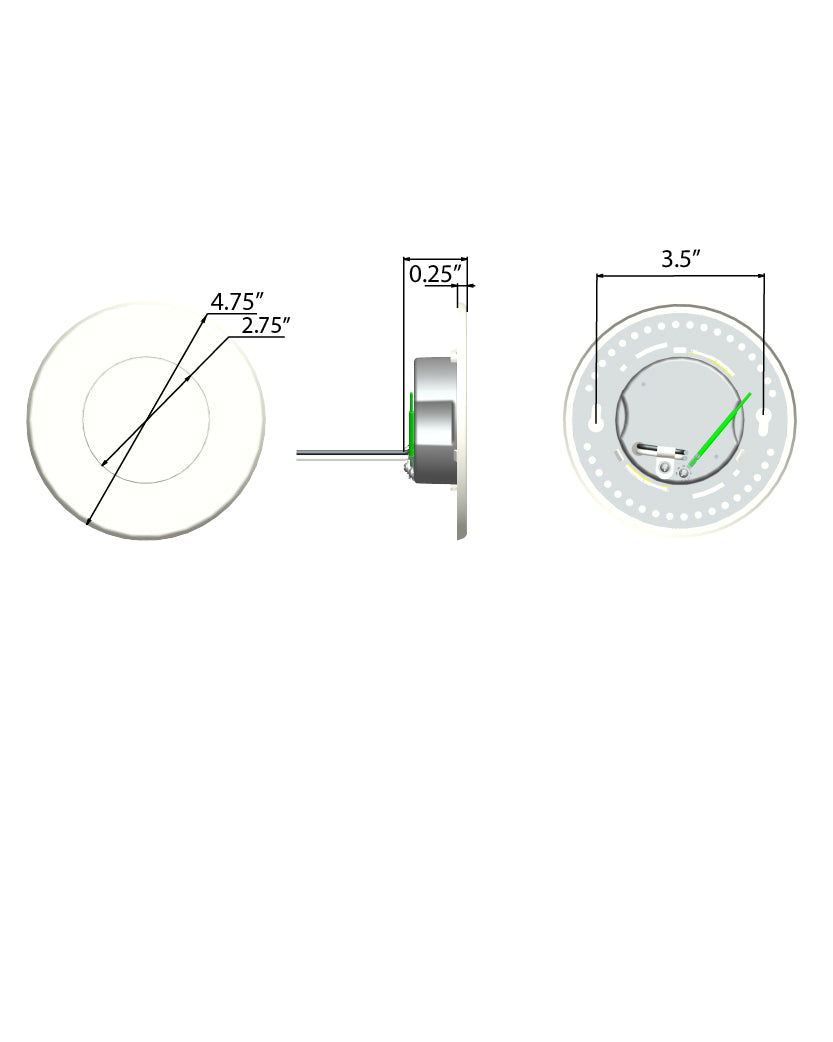 Snug 4" LED Recessed DownLight 3000K dimensions diagram