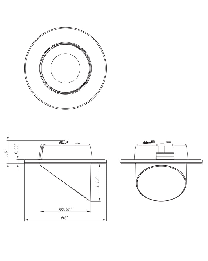 Crisp 5" LED Recessed Downlight - 5CCT with Snoot dimensions diagram