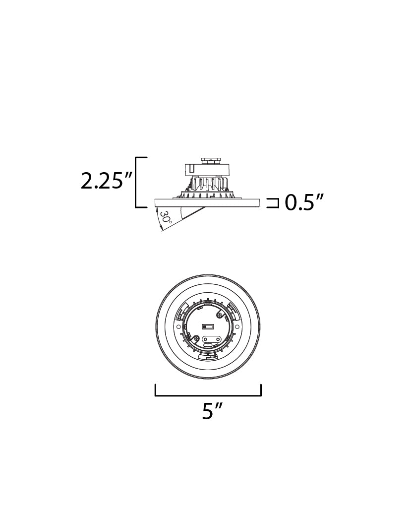Tilt LED Recessed Downlight w Gimbal - 5CCT dimensions diagram